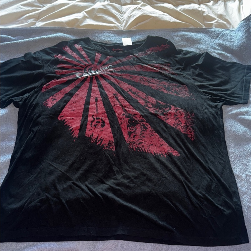 Caffeine Black and Red Rock Guitar Graphic Tee